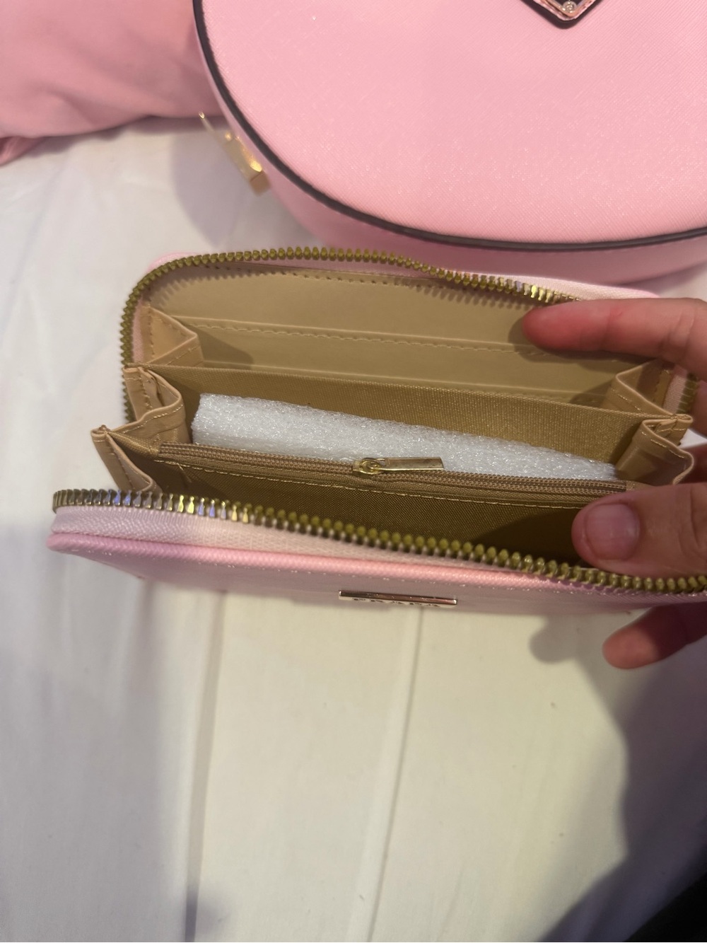 Prada Pink Zip-Around Wallet with Gold Hardware